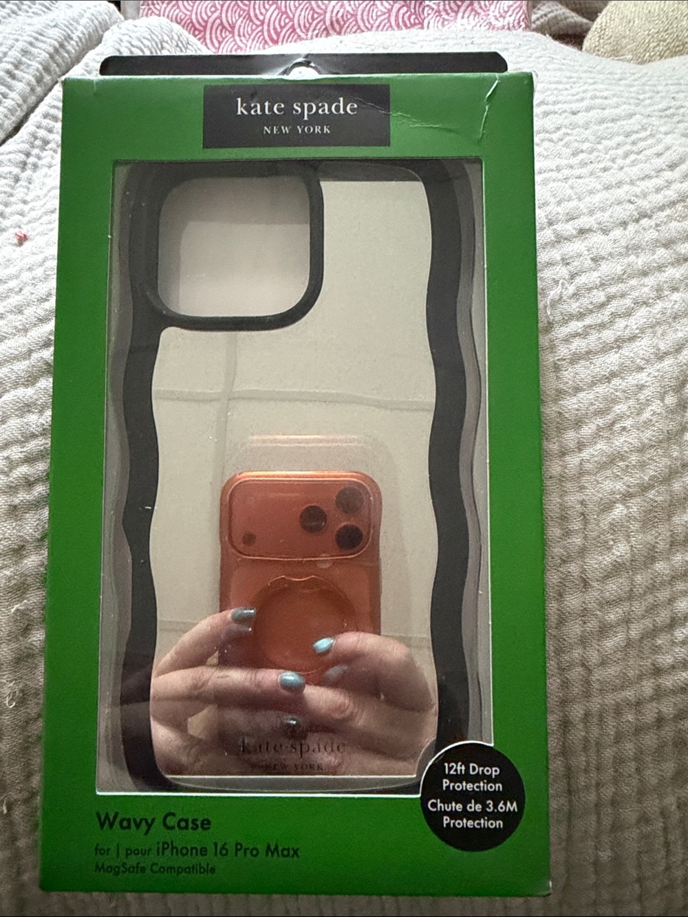 kate spade Clear Wavy Phone Case with Black Trim